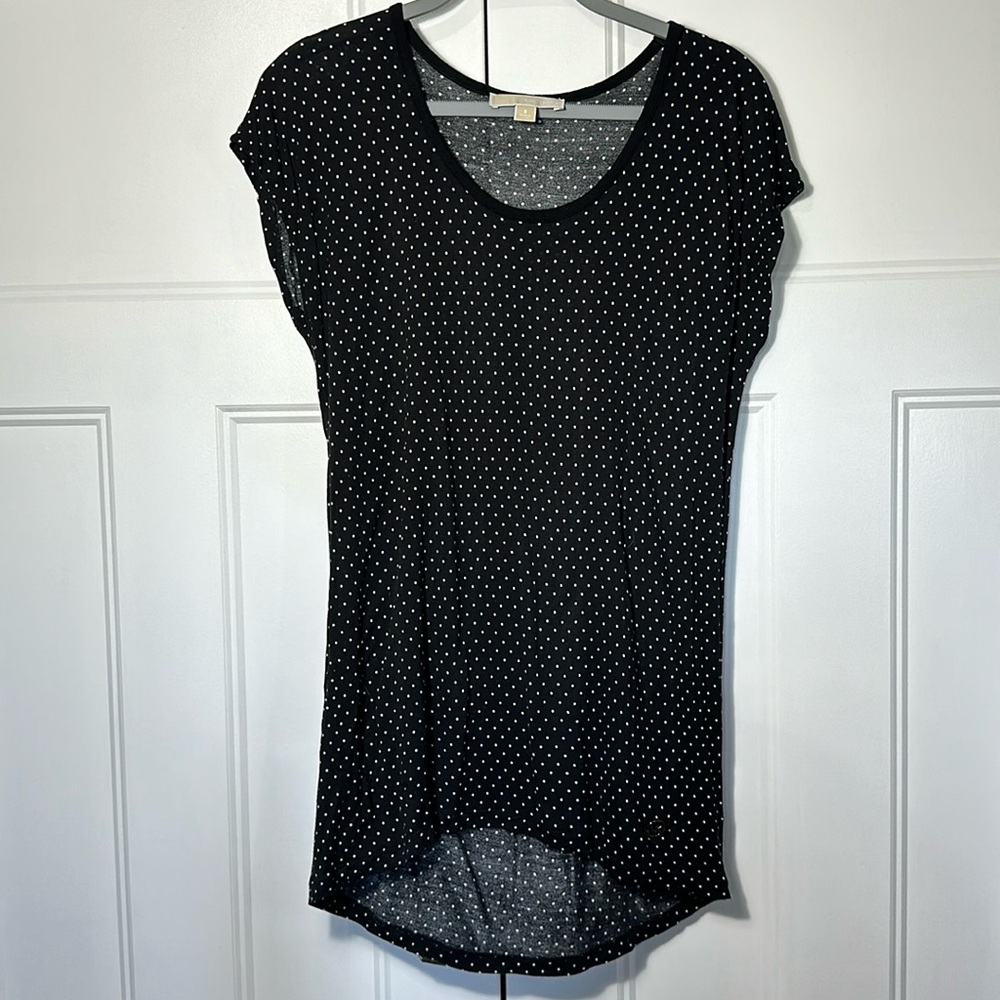 Michael Kors black with white polka dot tunic top
